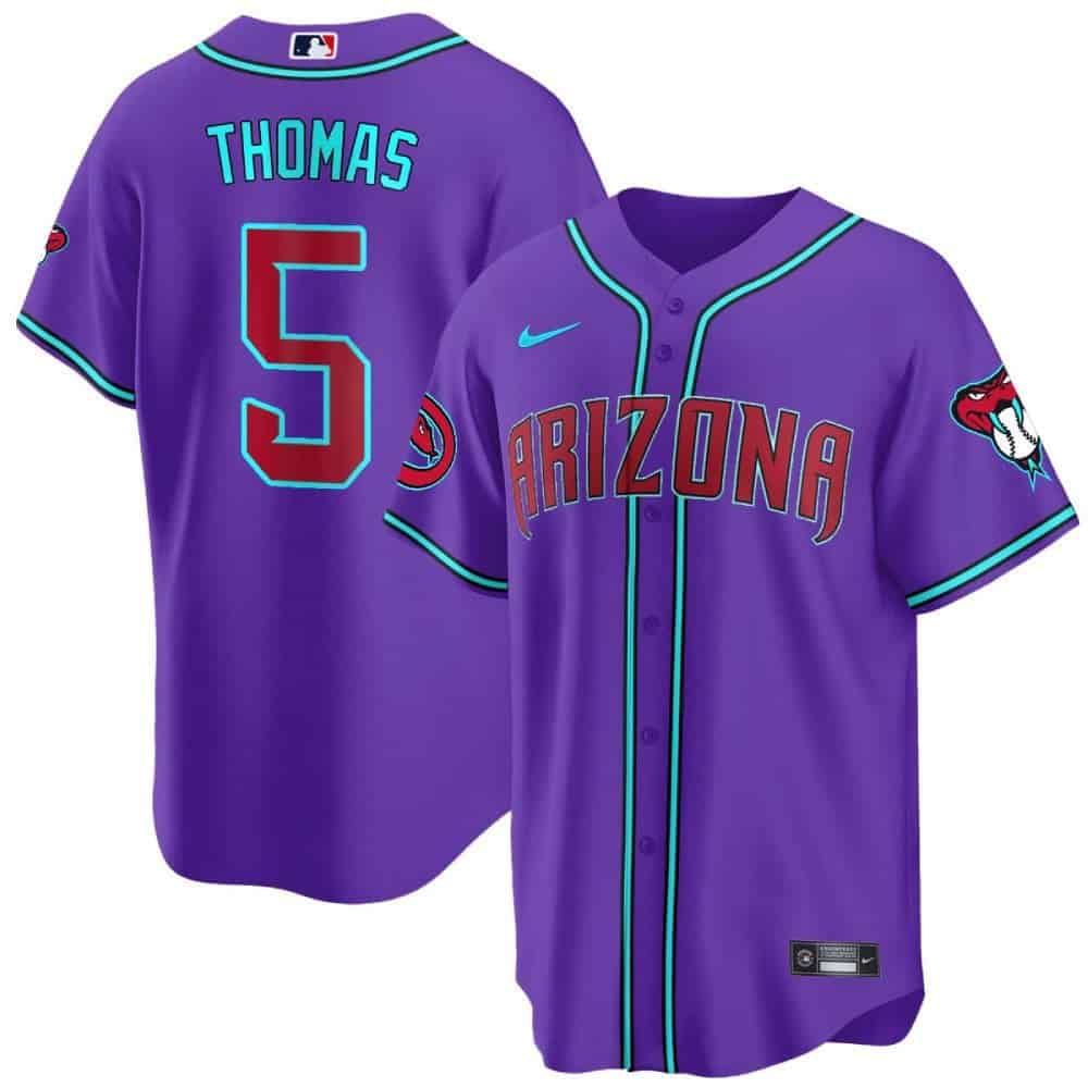 Men Arizona Diamondback #5 Thomas Purple 2024 Nike Cool Base MLB Jersey style 1